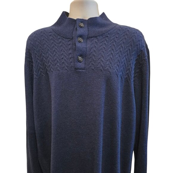Turnbury Sweater Men's XXL Extra Fine Merino Wool Blue - Picture 3 of 10